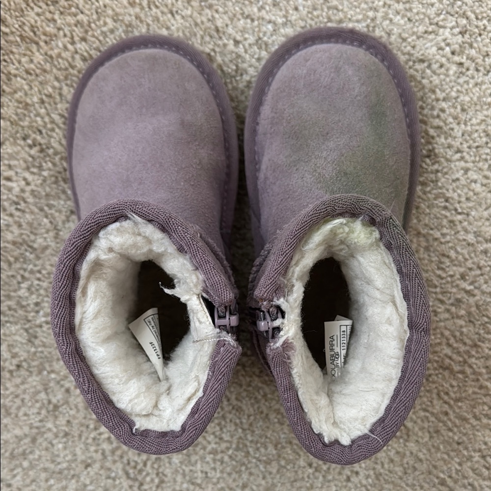 Koolaburra Girls Purple Suede Fleece-Lined Boots